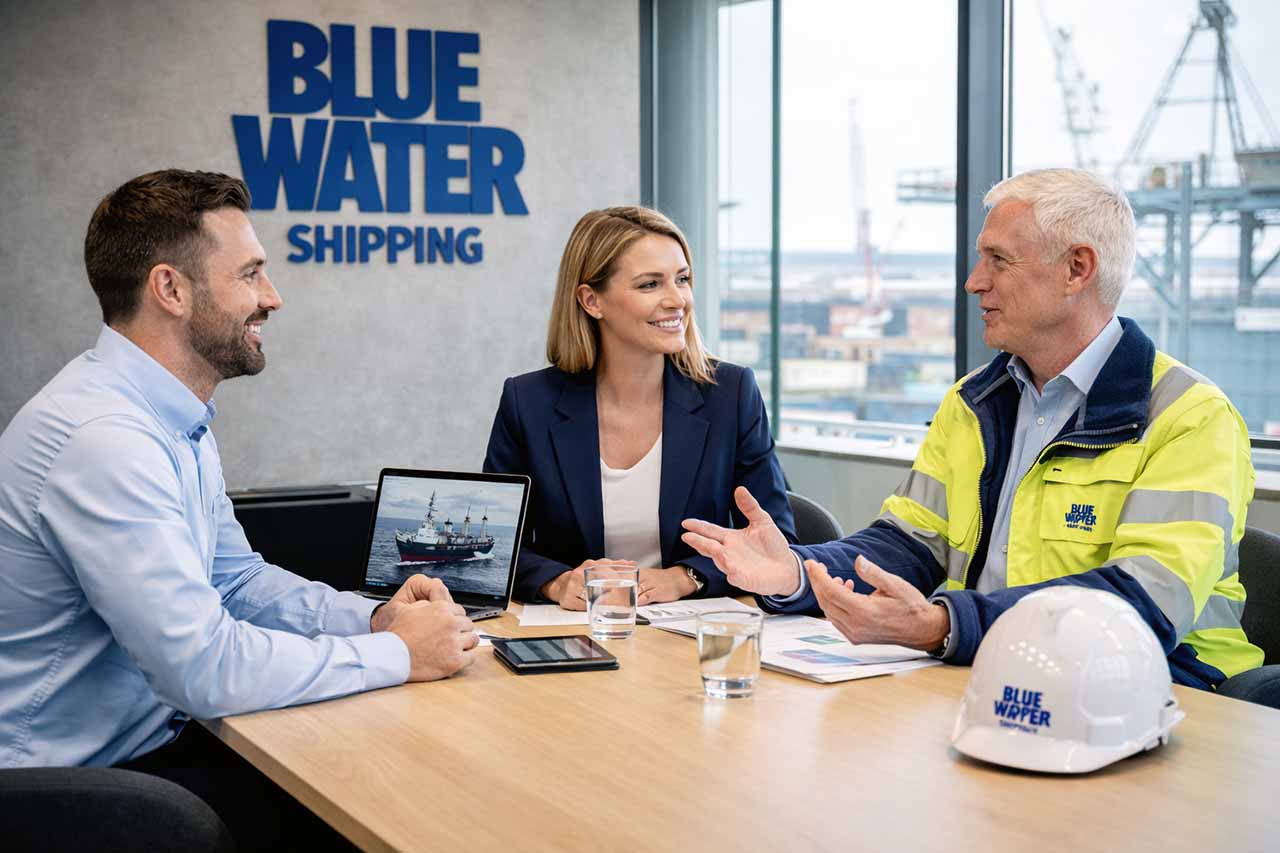 Billede af møde hos Blue Water Shipping hovedkontor