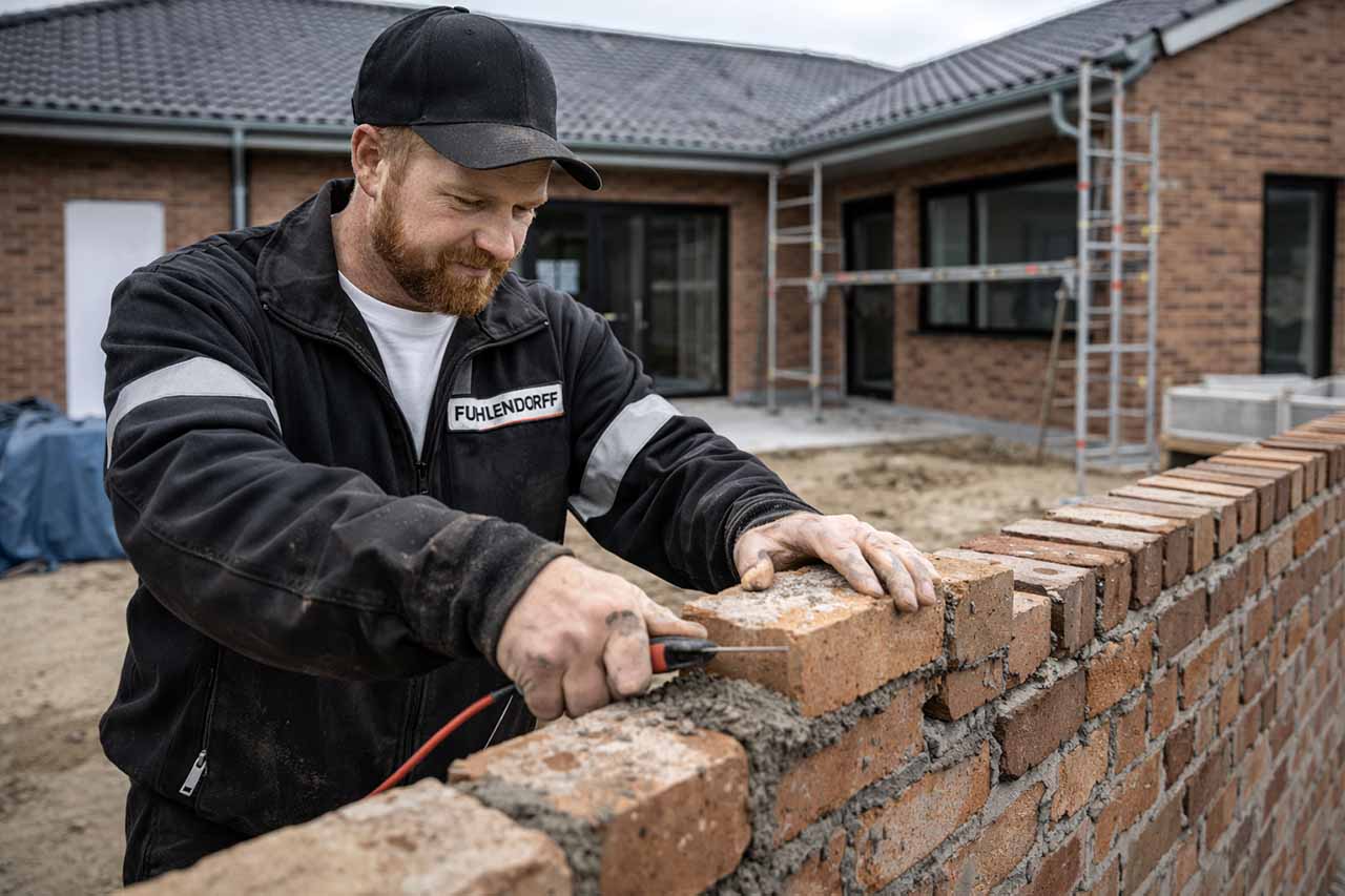 Murer bygger hus i Vonsild i Kolding